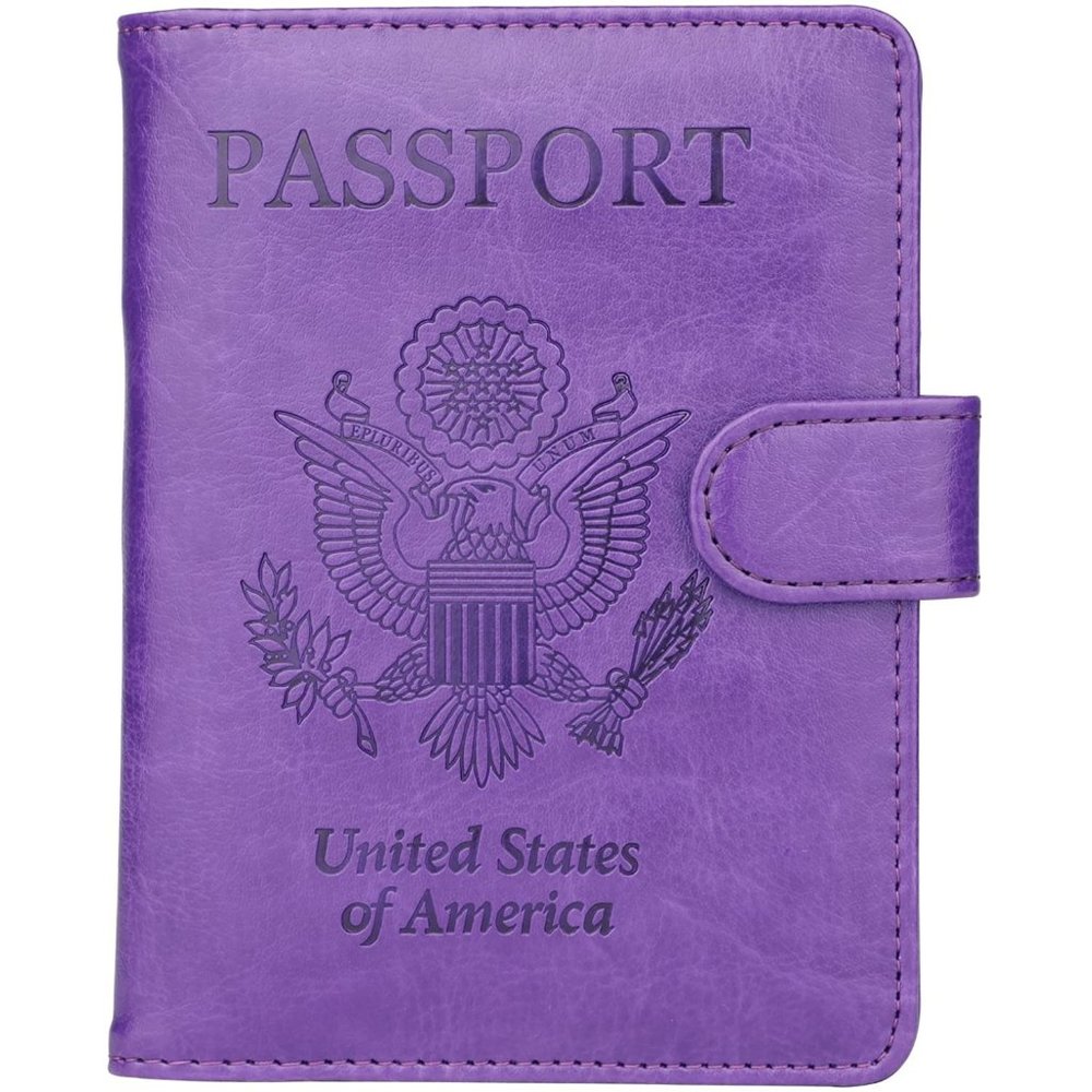 Purple Magnetic Leather Passport Holder
